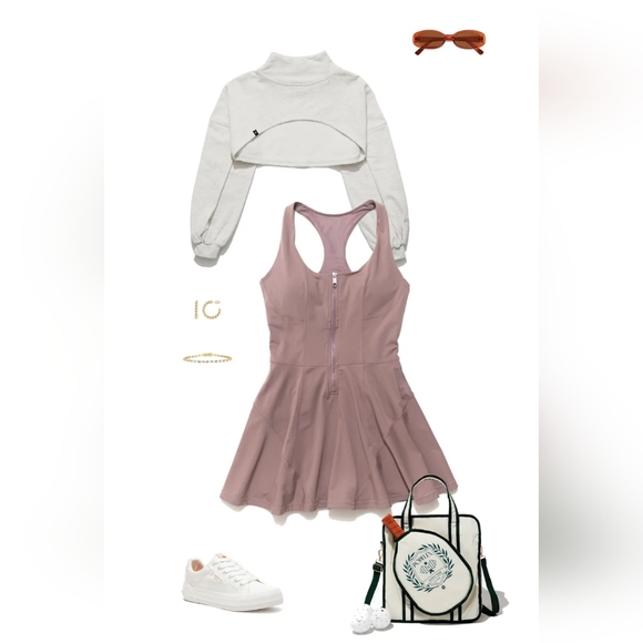 POPFLEX Matchpoint Workout Dress with Zipper - Dusty Mauve - Picture 5 of 9